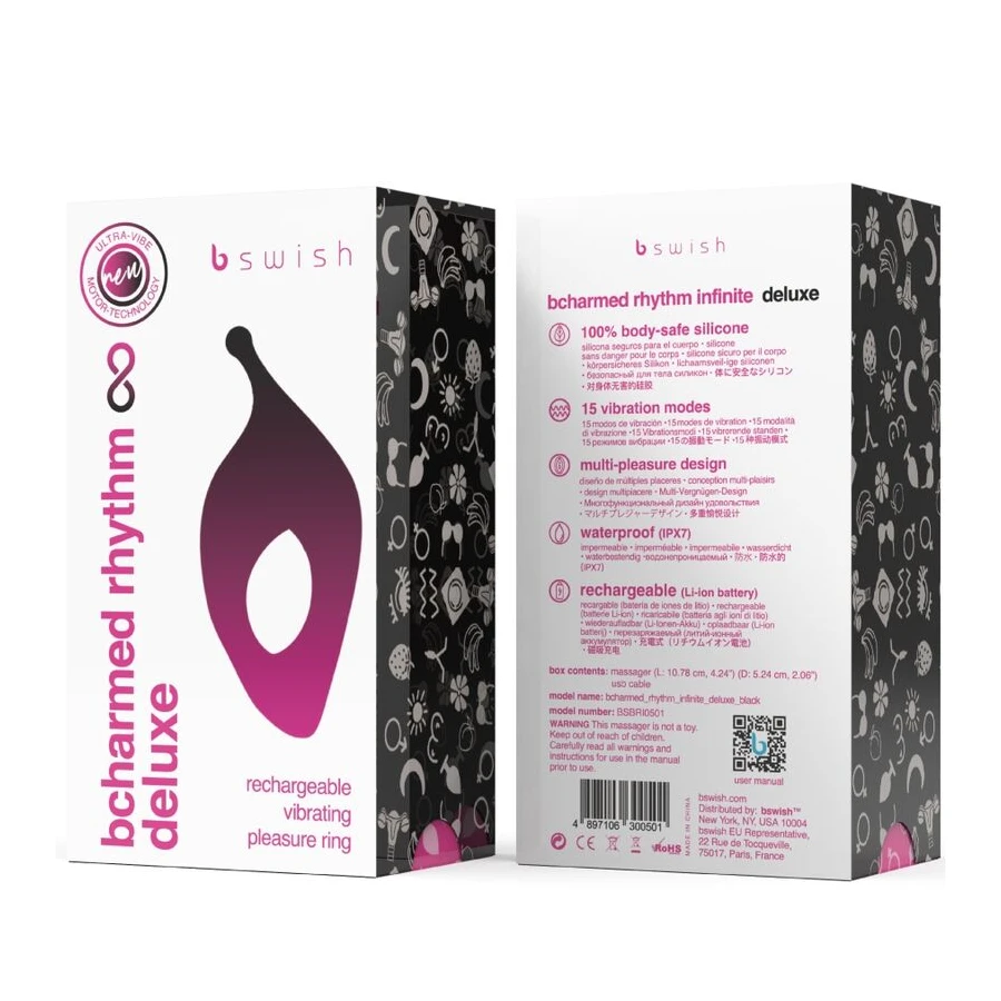 B SWISH  BCHARMED RYTHM INFINITE DELUXE PEENISE RING 15 VIBRATSIOONI MUST